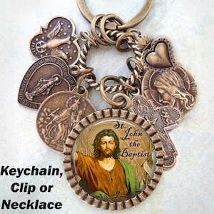 St. John the Baptist Necklace, Clip or Keychain, Patron Saint, Confirmation Gift, Catholic Jewelry, Handcrafted with lOve!