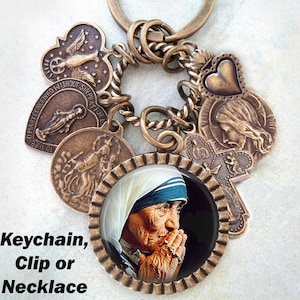 Mother Teresa of Calcutta Necklace, Keychain or Clip, St. Teresa, Patron Saint, Confirmation Gift, Catholic Jewelry, Handcrafted with lOve!