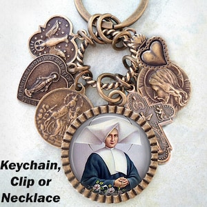 Saint Catherine Labouré Necklace, Keychain or Clip, Marian Visionary, Patron Saint of Elderly, Infirm, Confirmation, Miraculous Medal