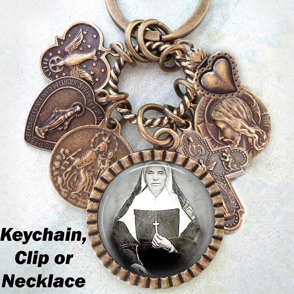 St. Theodore Guérin Keychain, Clip or Necklace, Patron Saint, Confirmation Gift, Catholic Jewelry, Handcrafted with lOve!