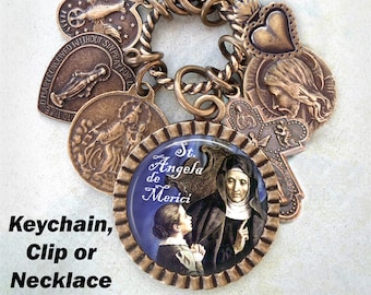 St. Angela de Merici Necklace, Keychain or Clip, Patron Saint, Confirmation Gift, Catholic Jewelry, Handcrafted with lOve!