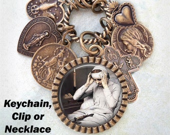 Colar, broche ou chaveiro da Beata Ana Catarina Emmerich, Visionária Mariana, Estigmatizada, Padroeira.