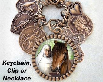 St. Ann, Patron Saint of Equestrians Necklace, Keychain or Clip, Confirmation Gift, Patron Saint, Catholic Jewelry, Handcrafted with lOve!