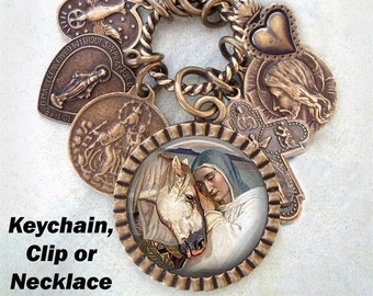 St. Ann, Patron Saint of Equestrians Necklace, Keychain or Clip, Patron Saint, Confirmation Gift, Catholic Jewelry, Handcrafted with lOve!