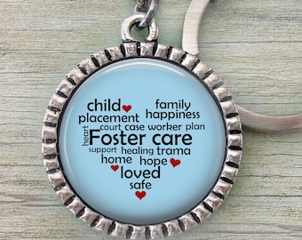 Foster Family Keychain or Zipper Pull, Foster Father, Foster Mother, Foster Child, Foster Care, Handcrafted with lOve!