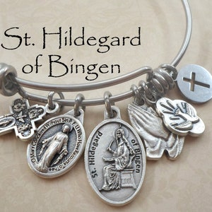 Saint Hildegard of Bingen Bangle Bracelet, Sibyl of the Rhine, Benedictine Abbess and Polymath, Confirmation Gift, Patron Saint