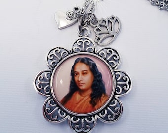 Paramahansa Yogananda-ketting met hart en lotusbloembedels, Kriya Yoga, TM, meditatie, Yogoda Satsanga Society of India, Crafted w-lOve
