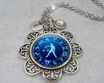 Libra Zodiac Necklace W-swarovski 