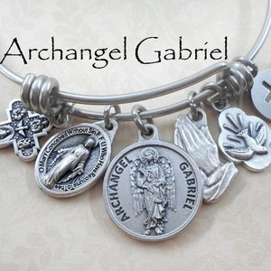Bracelet jonc de l'archange Gabriel, ange de l'Apocalypse, saint patron des radiodiffuseurs, travailleurs des télécommunications, diplomates, ecclésiastiques