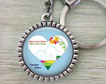 Foster Family Keychain or Zipper Pull, Foster Mother, Foster Father, Foster Child, Foster Care, Handcrafted with lOve!