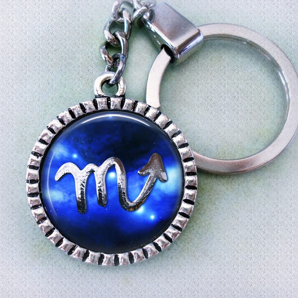 Scorpio Keychain, Scorpio Zodiac Gift, October Birthday Gift, November Birthday Gift, Great for Men, Women, Teens, Scorpio Key Chain