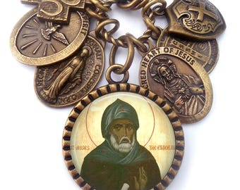 Collar, llavero o clip de San Moisés el Negro, Moisés de Etiopía, Santo Patrón de África y la No Violencia, Hecho a mano con amor