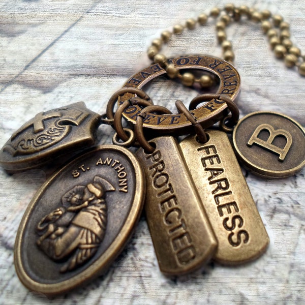 Bronze Saint Anthony Necklace, Protected & Fearless Charms, St. Anthony of Padua, Patron of Lost Souls, American Indians, Amputees, Elderly