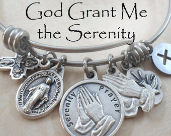 Serenity Prayer Bangle Bracelet, God Grant Me the Serenity, Peace, Faith, Sobriety, Recovery, Wisdom, Courage, Strength, Crafted with lOve!