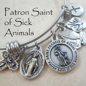 Saint Francis of Assisi Bangle Bracelet, Patron Saint of Sick Animals, Italy, Ecology, Confirmation Gift, Handcrafted with Love