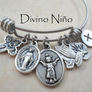 Divino Niño Bangle Bracelet, Baby Jesus, Divine Child, Patron Saint of Good Luck, Healing, Blessings, Confirmation Gift, Crafted with Love!