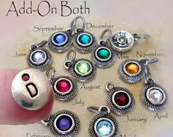 Add-On Both Birthstone Crystal and Letter Charm to any Item, Add-On Birthstone Crystal, Add-On Letter Charm