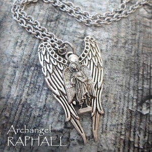 Archangel Raphael Necklace, Saint Raphael, Patron Saint of Doctors, Nurses, Travelers, the Blind, Happy Meetings, Handcrafted with Love!
