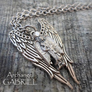 Archangel Gabriel Necklace, Saint Gabriel, Patron Saint of Telecommunications and Postal Workers, Radio Broadcasters, Stamp Collectors