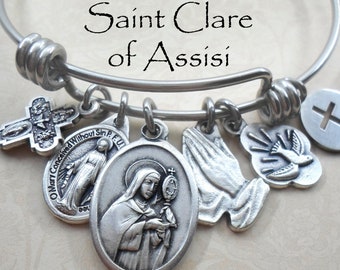 Sankt Klara av Assisi-armband, skyddshelgon för cykelbudbärare, ögonsjukdomar, guldsmeder, handarbetare, TV, ESP, bra väder