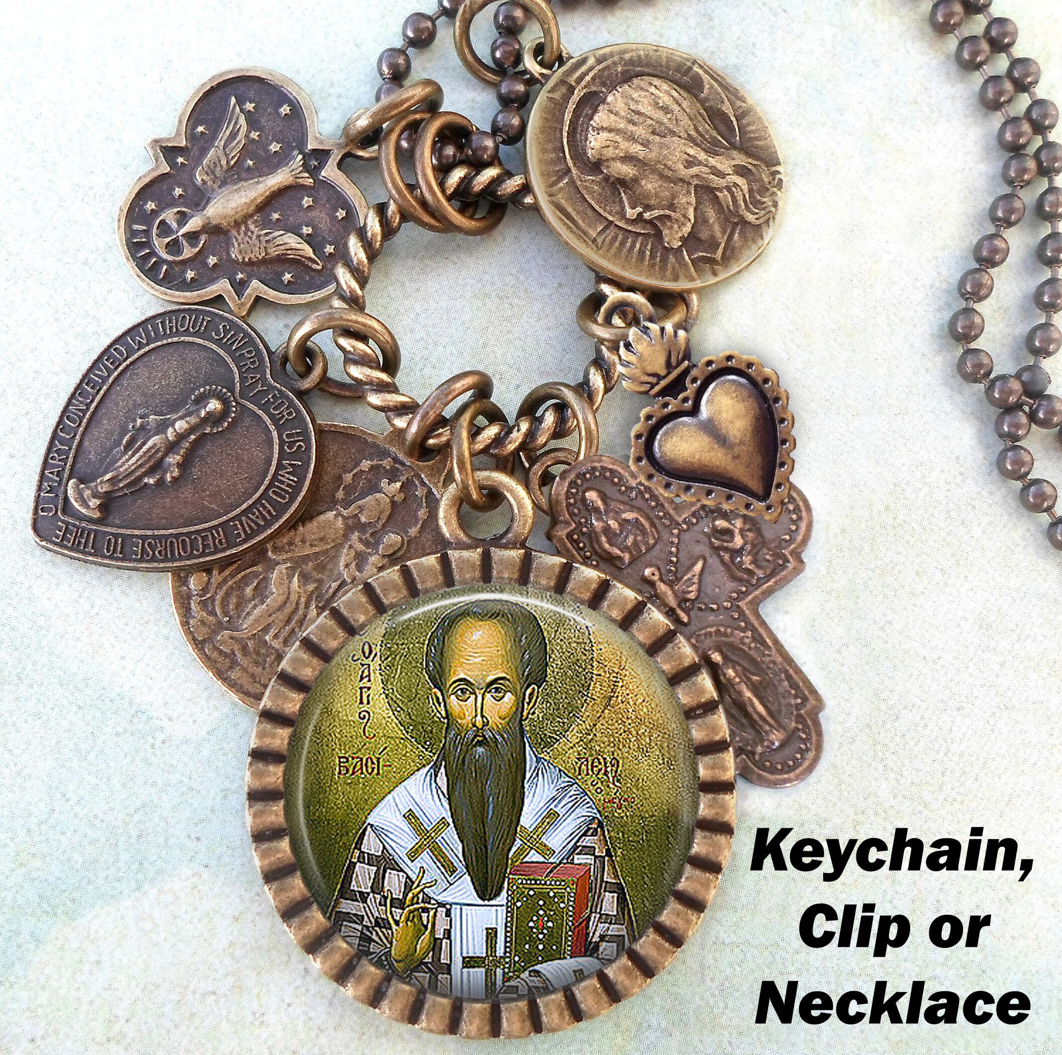 St. Basil the Great Keychain, Clip or Necklace, Patron Saint ...