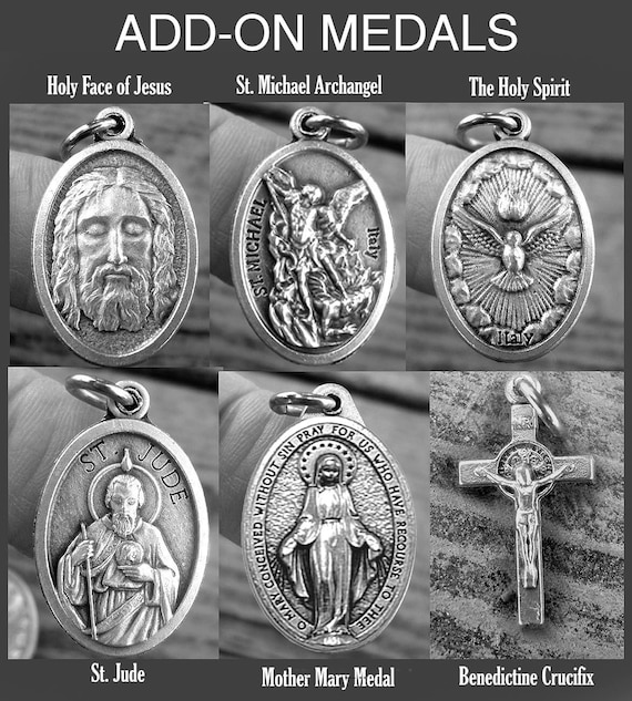Finely-detailed Italian-made pewter Holy Medals You May Add to Anything in our Shop, or Purchase Separately