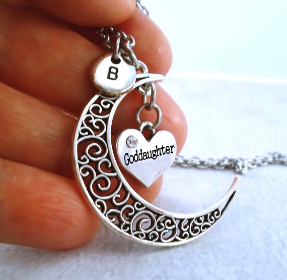 Details about   Goddaughter Filigree Crescent Moon Necklace Special Goddaughter Birthday Gift 