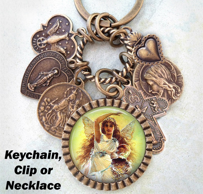 Archangel Ariel Necklace Keychain or Clip St. Ariel Patron Etsy