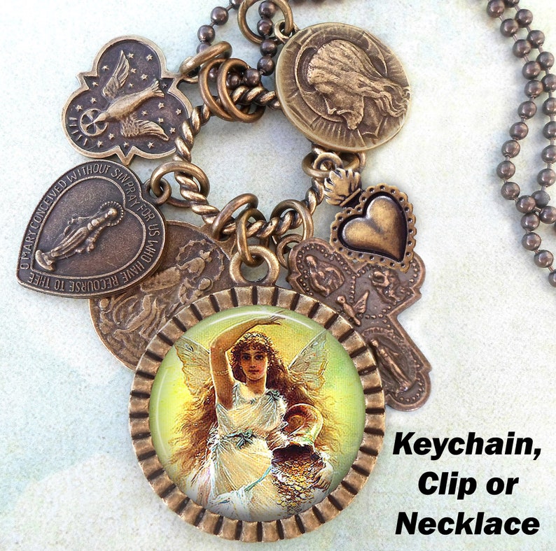 Archangel Ariel Necklace Keychain or Clip St. Ariel Patron Etsy