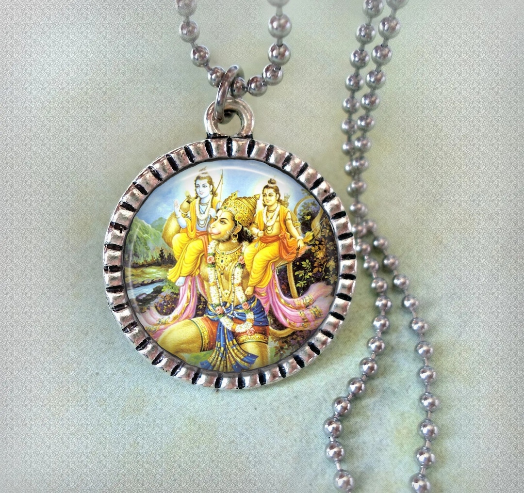 Sri Rama Hand Chain Hanuman With Rama and Sita Necklace, Hindu God of Wisdom, Strength ...