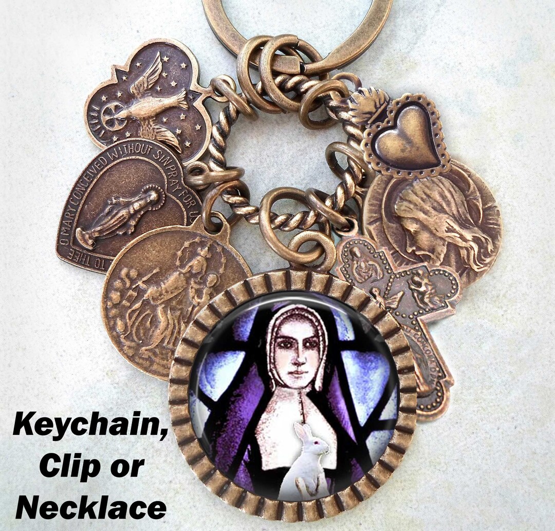 St. Melangell Necklace, Clip or Keychain, Confirmation Gift, Patron