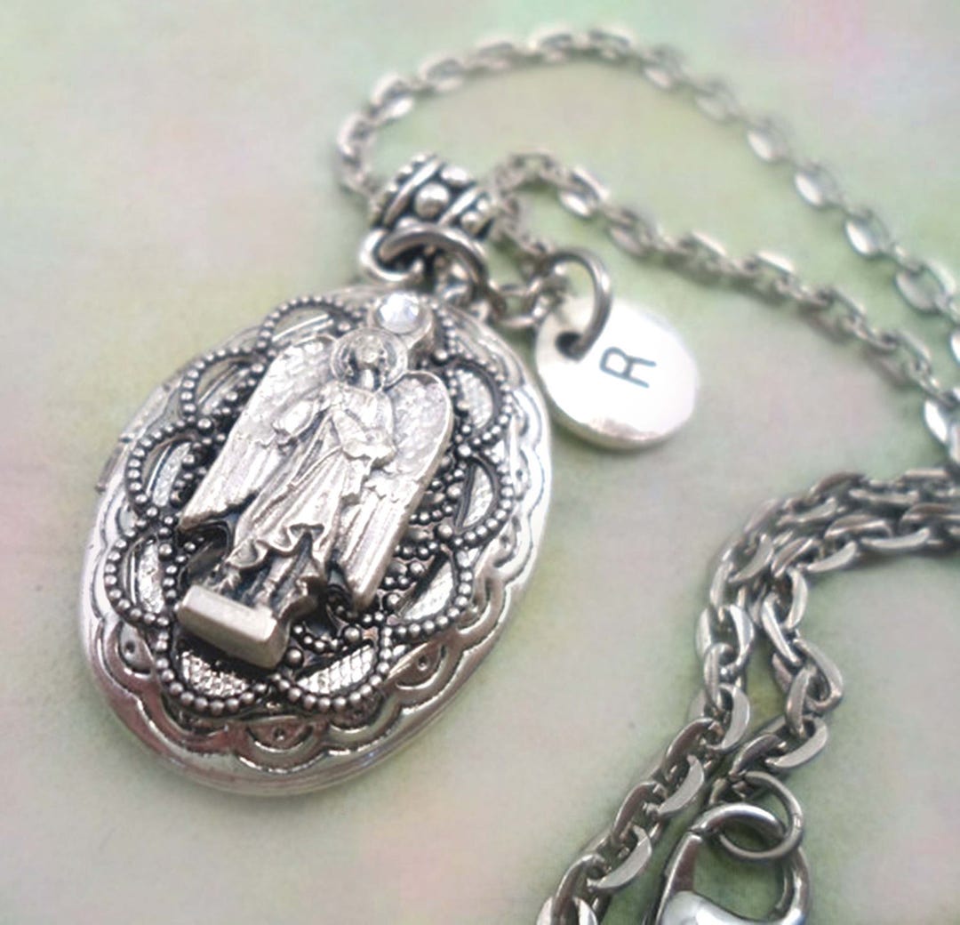 Archangel Raphael Locket W-sparkling Crystal, Healing Gift, Custom ...