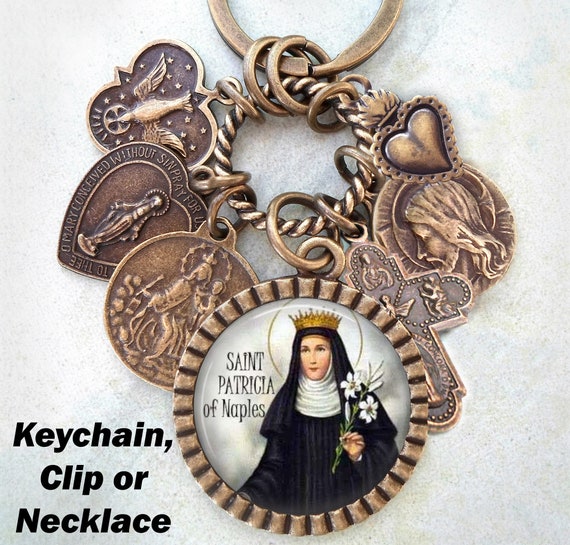 Saint Patricia of Naples Keychain, Necklace or Clip, Santa