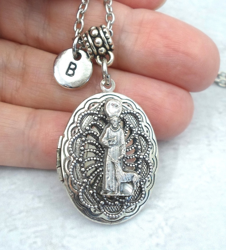 Heal My Pet St Protect My Pet St Francis Necklace Francis Locket Patron Saint of Animals Animal Lover Gift Saint Francis w-Dog Locket