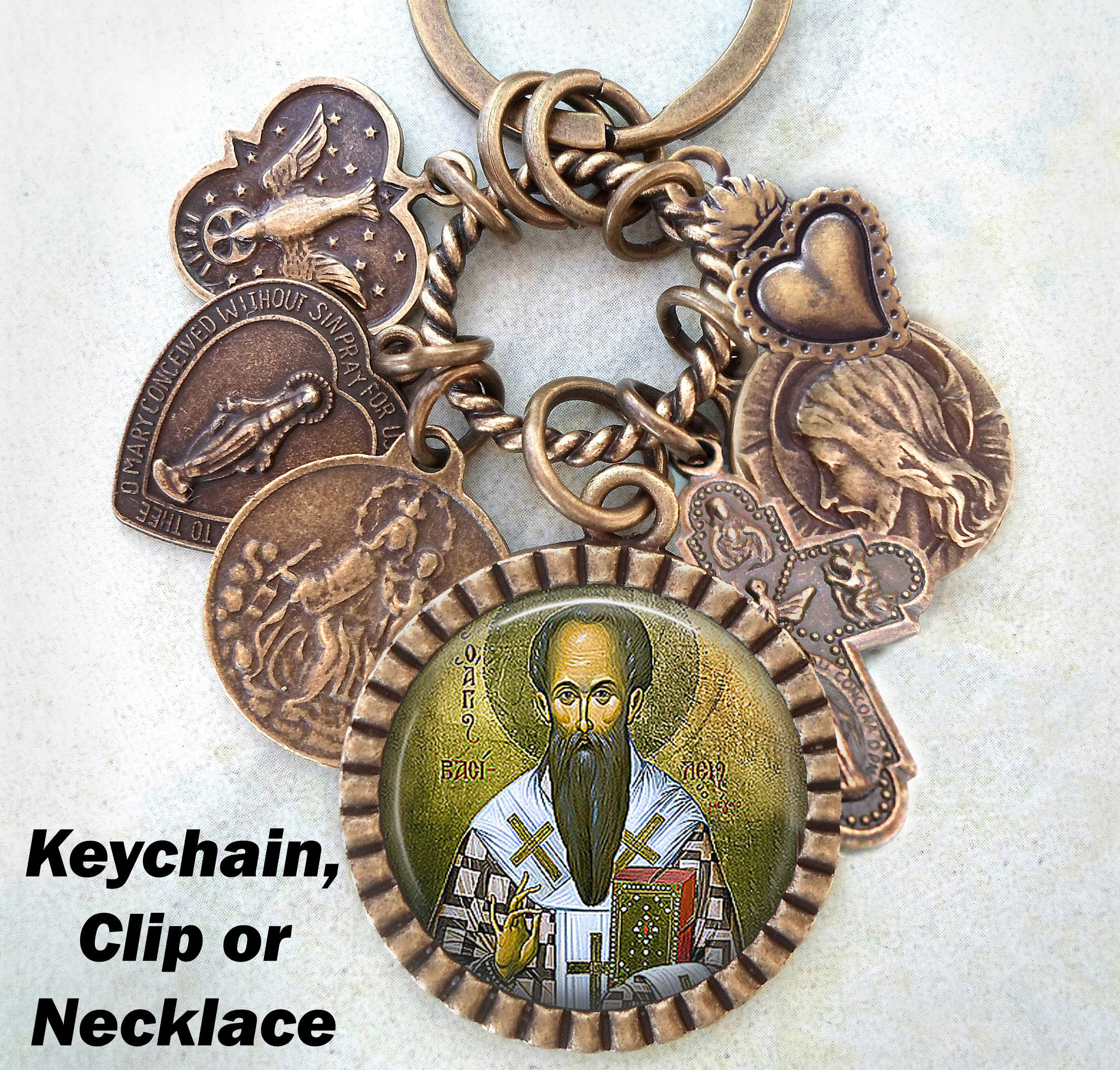 St. Basil the Great Keychain, Clip or Necklace, Patron Saint ...
