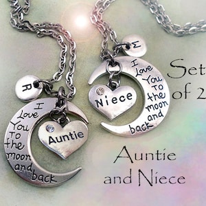 Auntie And Niece Set Of 2 I Luv You To The Moon And Back Necklaces W Auntie And Niece Set Of 2 I Luv You To The Moon And Back Necklaces W