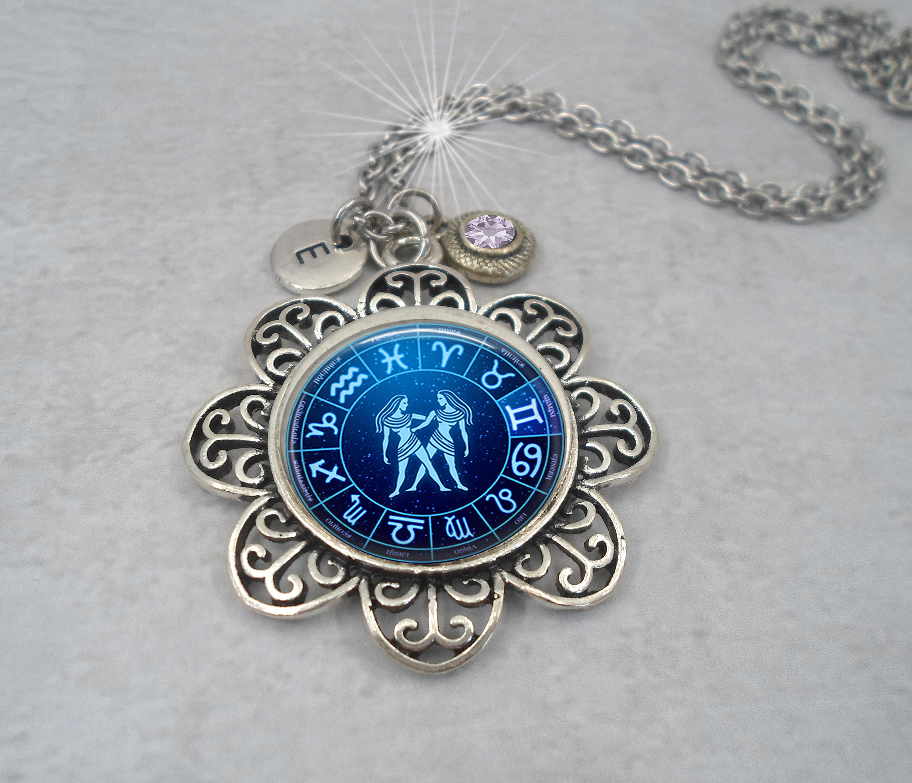 Gemini Zodiac Necklace W-swarovski 