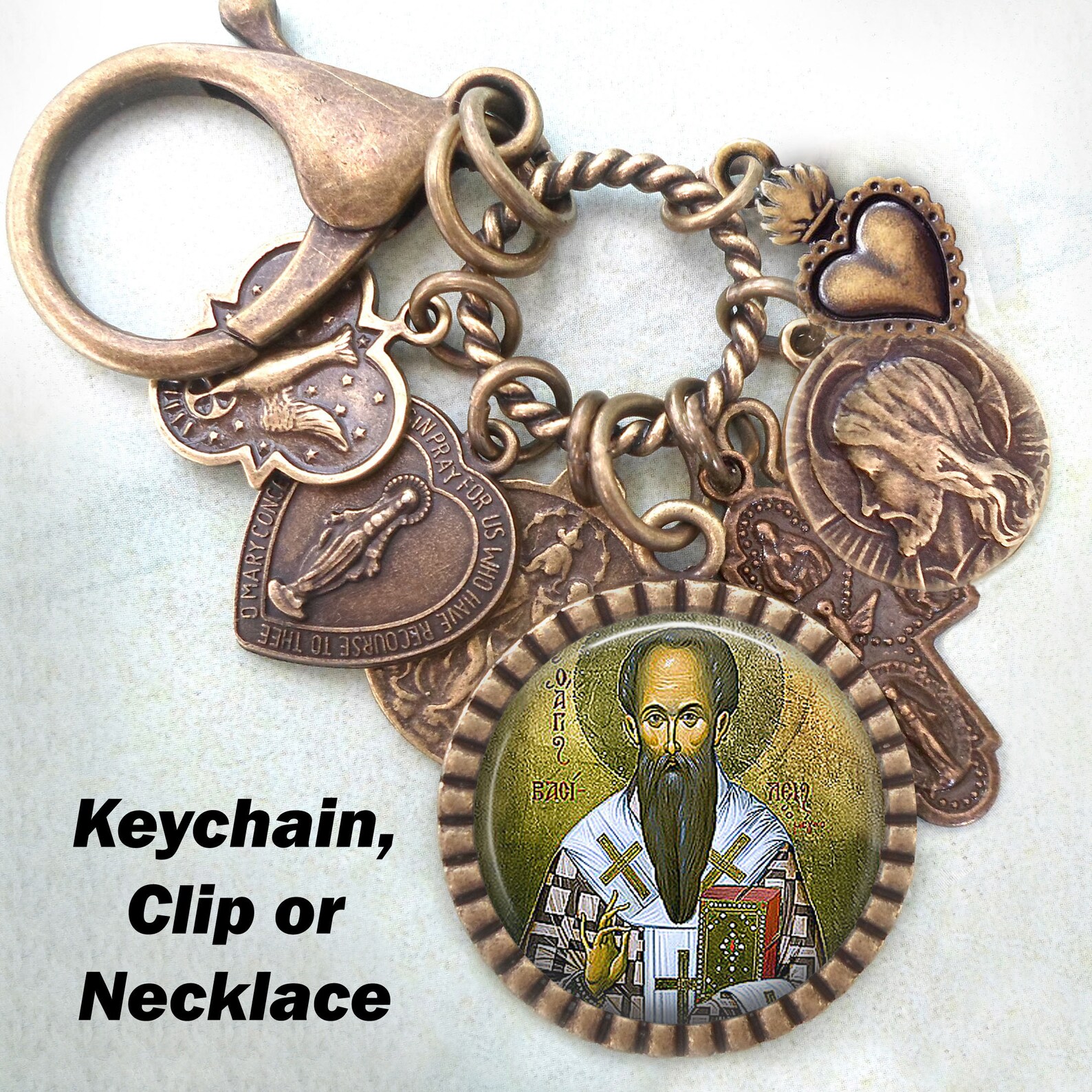 St. Basil the Great Keychain, Clip or Necklace, Patron Saint ...