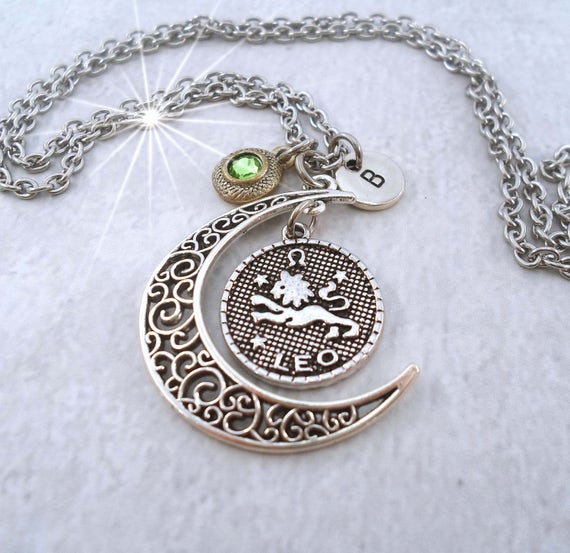 Leo Necklace Filigree Crescent Moon 