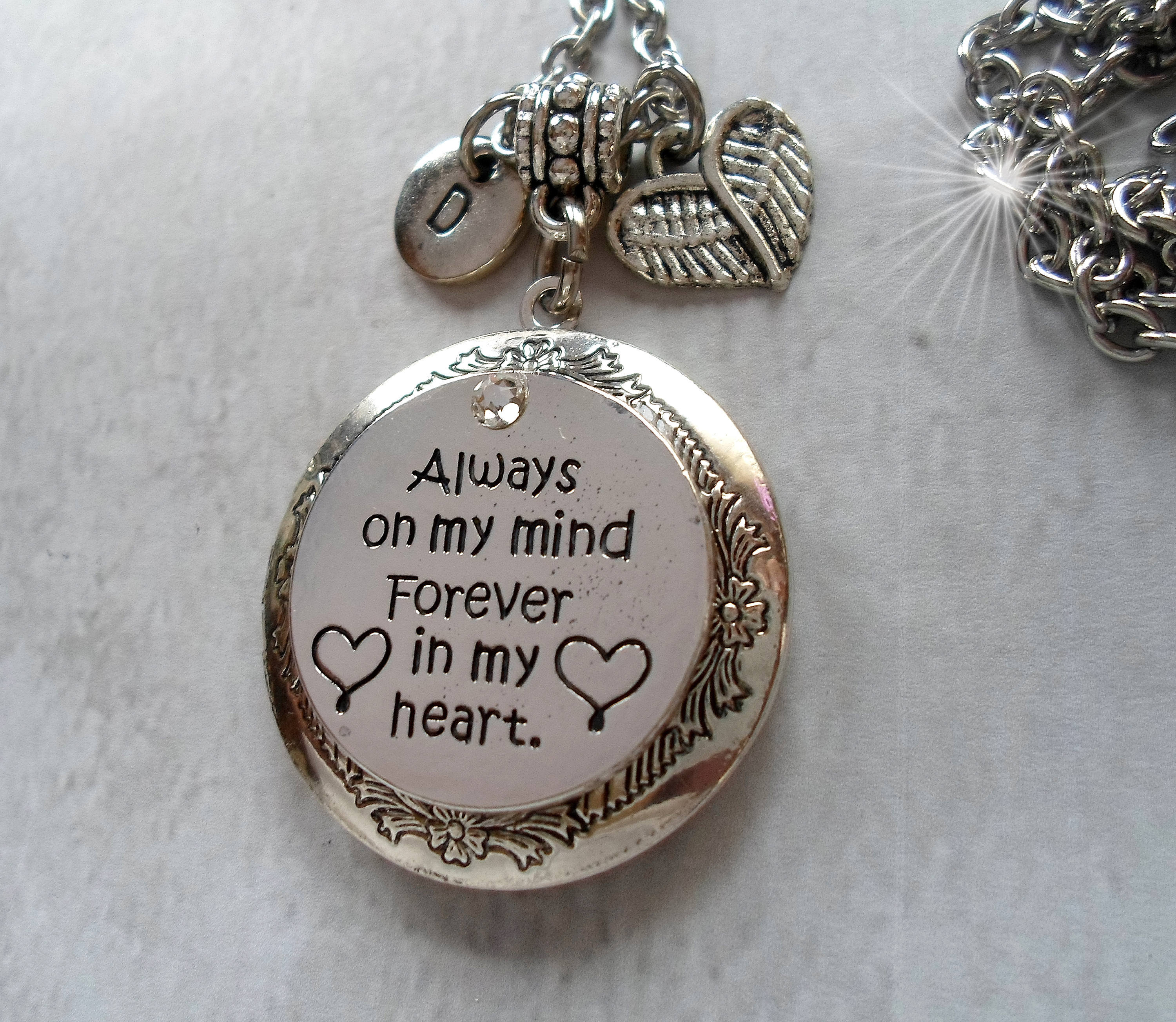 Always On My Mind Forever In My Heart" Remembrance Keychain