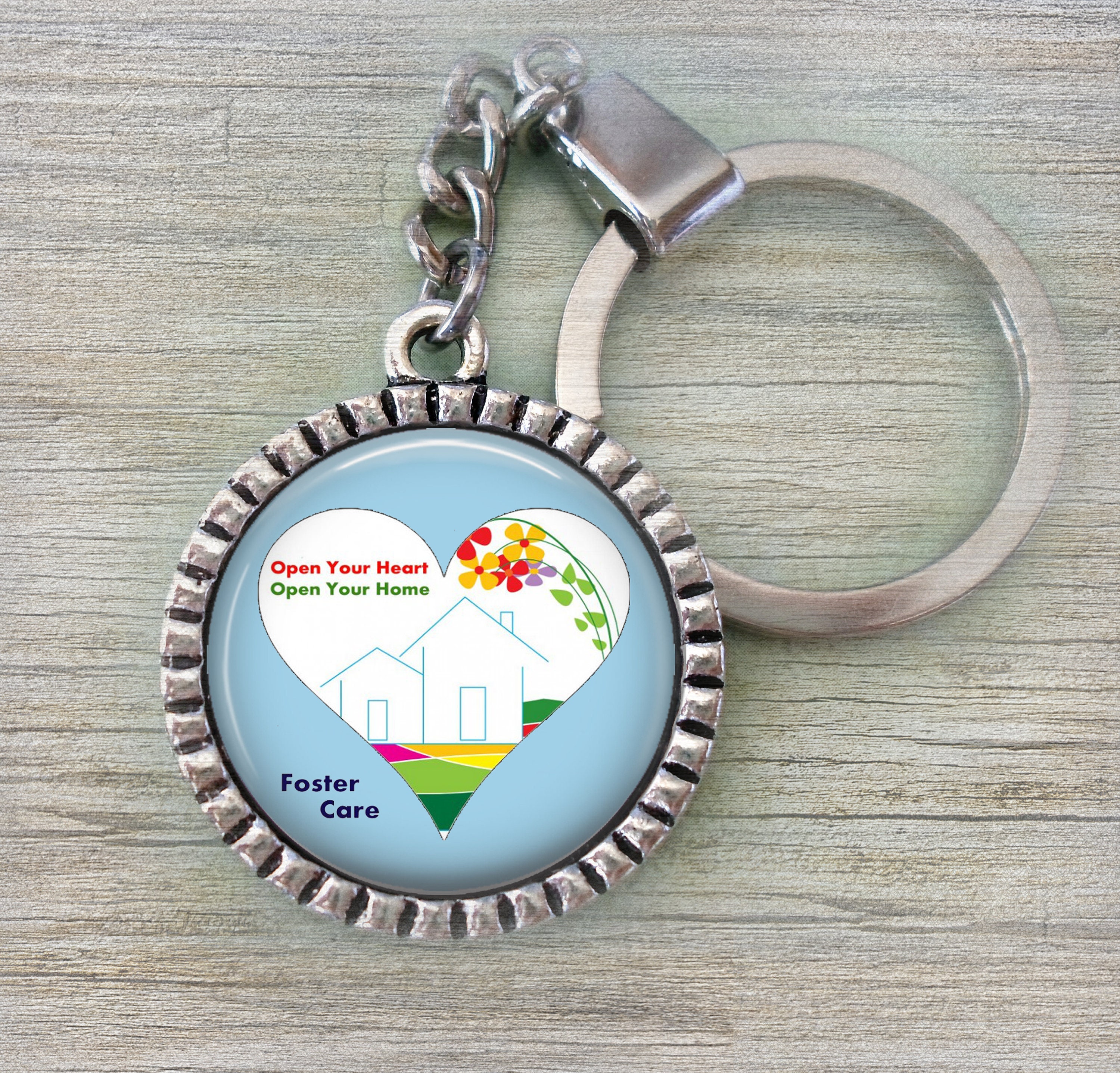 Foster Family Keychain or Zipper Pull, Foster Mother, Foster Father, Foster Child, Foster Care, Handcrafted with lOve!