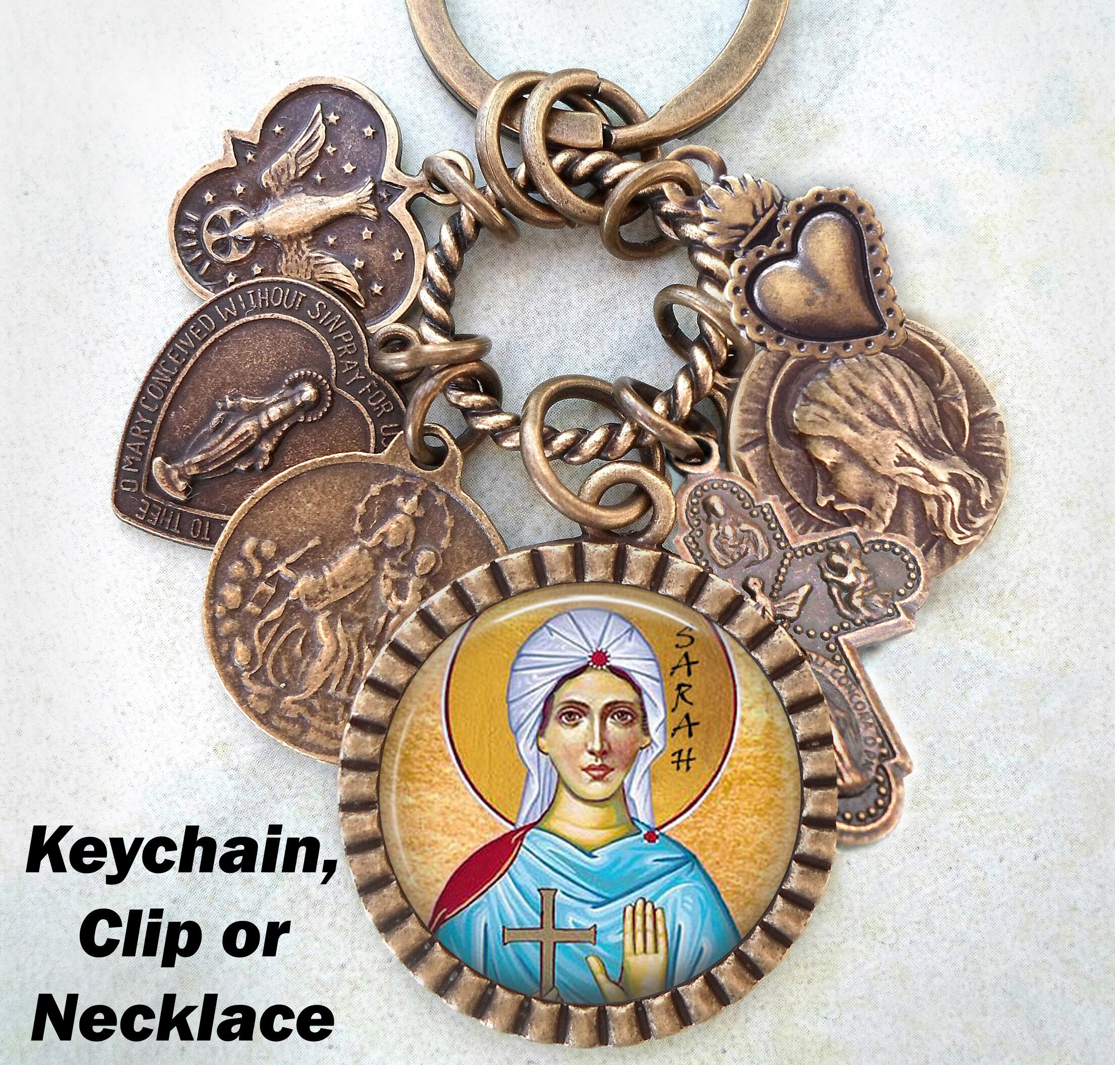 St. Sarah Necklace Clip or Keychain Patron Saint Etsy