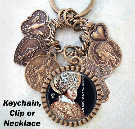 St. Erasmus of Formia Necklace, Keychain or Clip, Saint Elmo