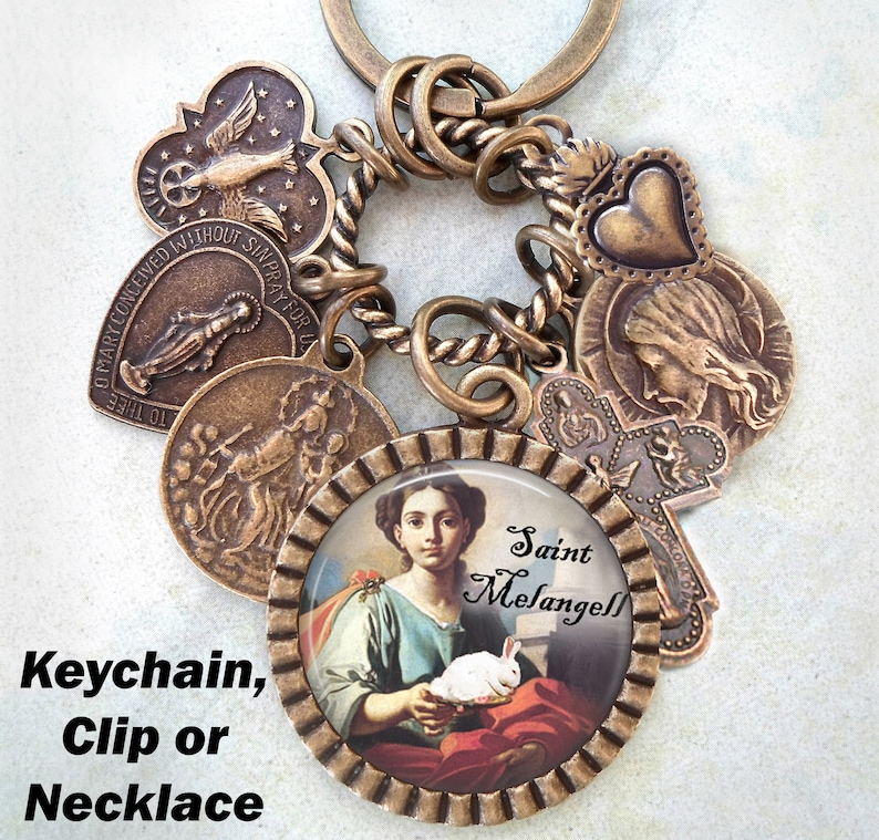 St. Melangell Keychain Clip or Necklace Patron Saint of image 0