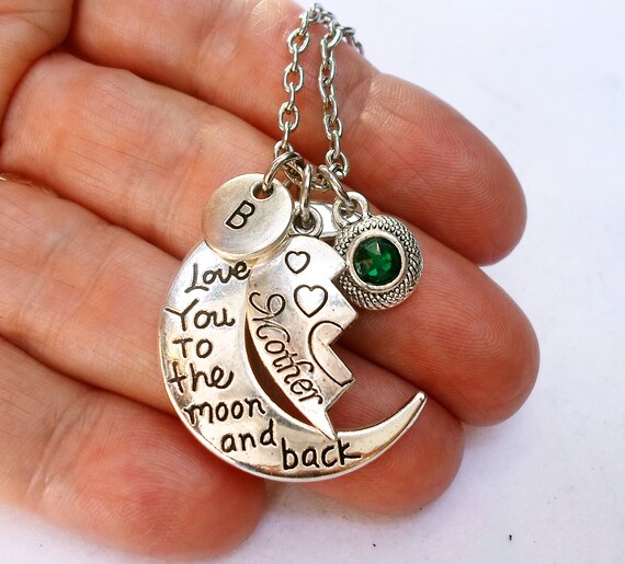I love you to the moon and cheap back mother daughter necklace