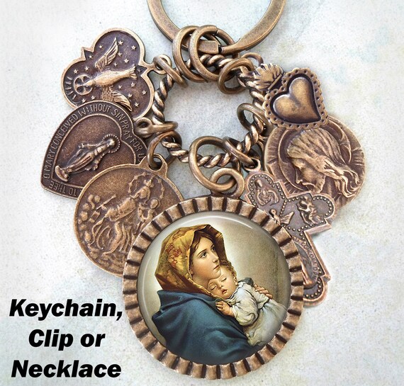 Madonna of The Street | Our Lady Virgin Medal | Key Ring | Keychain