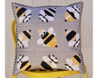 Queen Bee Applique Cushion Pattern by Clarie Turpin - Brother Scan N Cut compatible templates