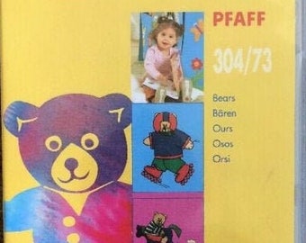 PFAFF Creative Card 304/73 Bears Embroidery Designs for 7570, 2140, 2144, 2170-16 Designs -New Unopened Original