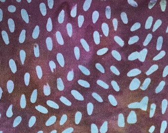 Batik by Mirah (Amethyst AE-12 6080) Vino Dulce 100% Cotton Batik order by Half Yard increments - Purple with blue leaves