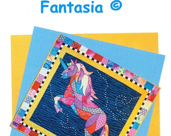 Fantasia Applique Unicorn Pattern by Barbara J. Jones for BJ Designs- 31.5" x 29"